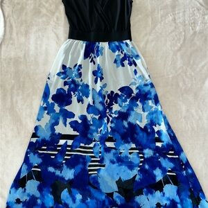 Black and Blue Floral Maxi Dress